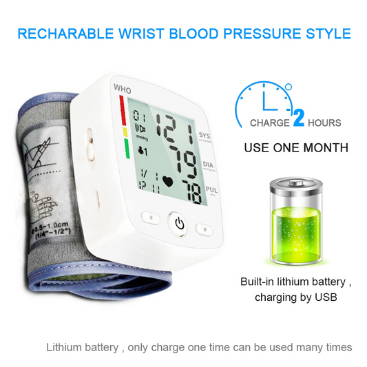 USB Rechargeable Voice Wrist Blood Pressure Monitor