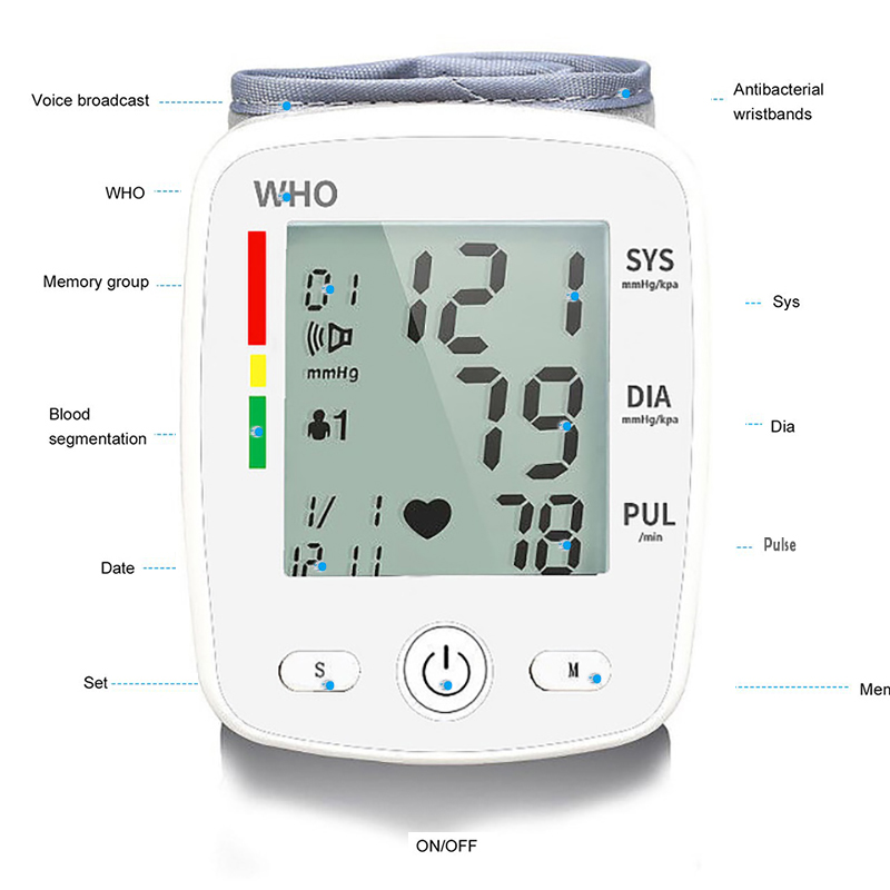 USB Rechargeable Voice Wrist Blood Pressure Monitor